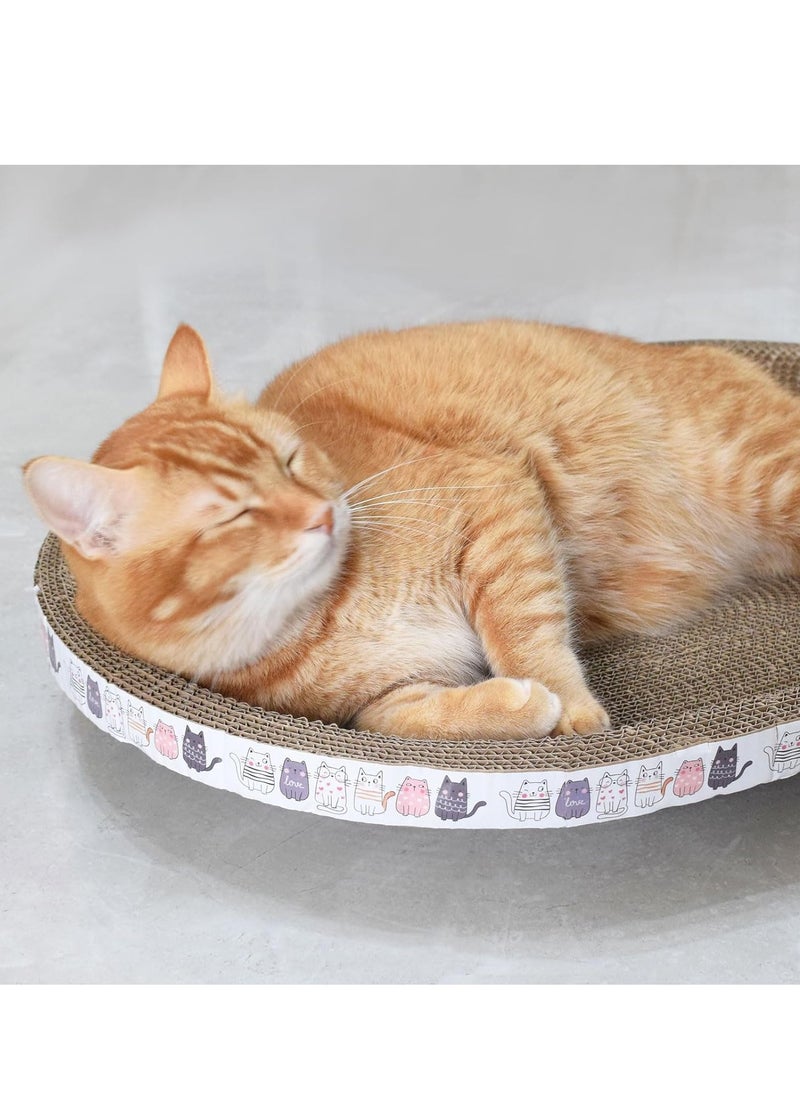 MissTiara 2-Pack Cat Scratching Board,cardboard cat scratchers Oval-shaped High-Density 2-in-1 Cat Scratching Bed for Cats Grinding Claw and sleeping 43*26*8cm  - Image 2