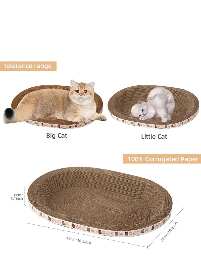 MissTiara 2-Pack Cat Scratching Board,cardboard cat scratchers Oval-shaped High-Density 2-in-1 Cat Scratching Bed for Cats Grinding Claw and sleeping 43*26*8cm  - Image 4