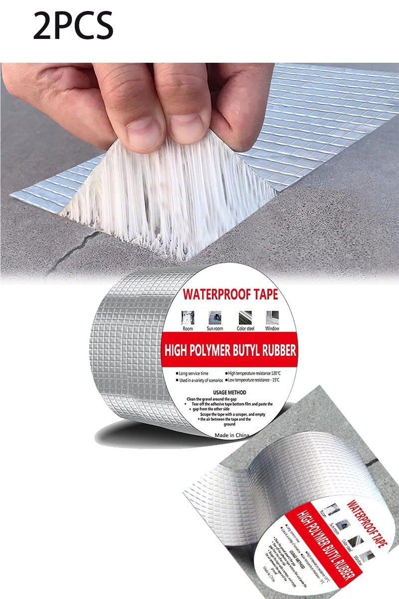 Geustos 2 PCS Waterproof Tape Aluminium Foil Tape Leakage Repair Waterproof Adhesive Tape Sealing Butyl Rubber Tape Be Suitable For Pipe Leakage Roof Water Tape - Image 1