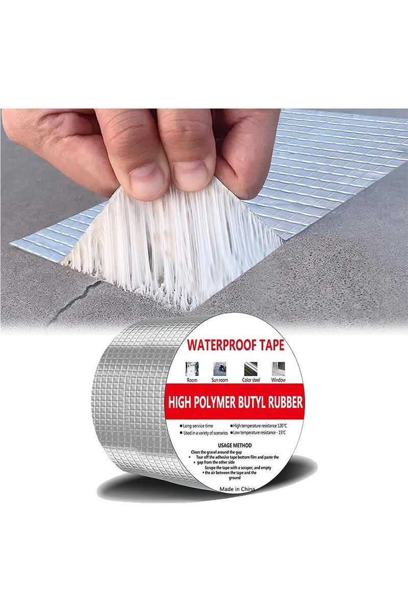 Geustos 2 PCS Waterproof Tape Aluminium Foil Tape Leakage Repair Waterproof Adhesive Tape Sealing Butyl Rubber Tape Be Suitable For Pipe Leakage Roof Water Tape - Image 2