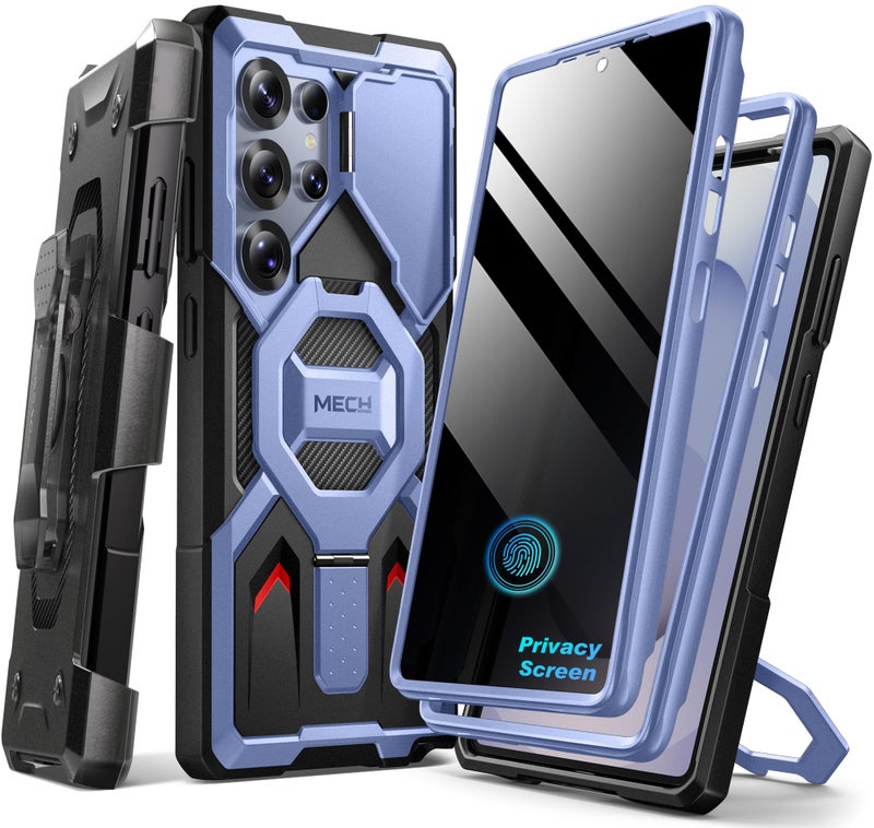 TONGATE Magnetic Stand for Samsung Galaxy S25 Ultra Case with Privacy Screen Protector, [Compatible with Magsafe] [Military Drop Protection] S25 Ultra Case with Camera Cover & Belt Clip, Blue Privacy - Image 1