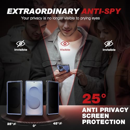 TONGATE Magnetic Stand for Samsung Galaxy S25 Ultra Case with Privacy Screen Protector, [Compatible with Magsafe] [Military Drop Protection] S25 Ultra Case with Camera Cover & Belt Clip, Blue Privacy - Image 4
