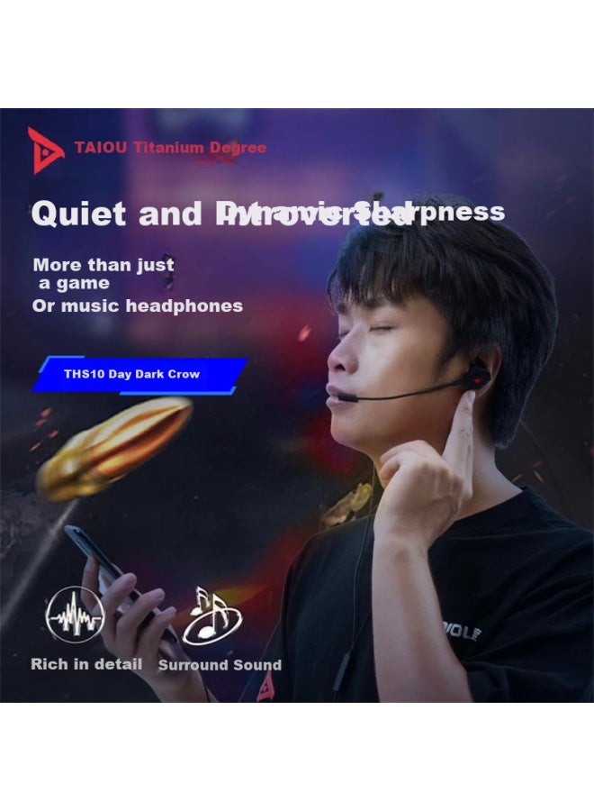 Taidu Ths108a1 Dark Crow M Gaming Earphones In-ear 3.5mm Plug-in Long Mic Notebook Desktop Dual-hole Chicken Eating Delta Action Black - Image 1