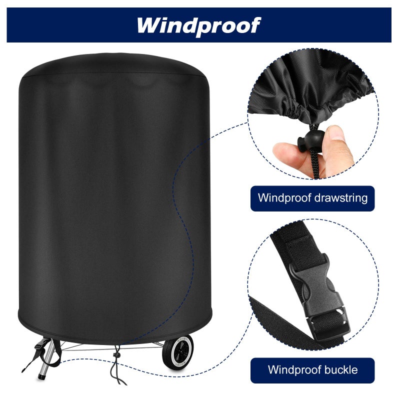 bruwaa Grill Cover for Weber 18 Inch Charcoal Kettle Grill, 420D Oxford Waterproof Grill Cover for Outdoor Grill (Î¦22.8 x 26.7 Inch) - Only Cover - Image 5