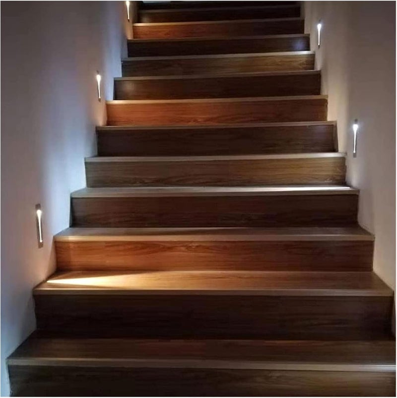 مصباح حائط LED مدمج، إضاءة درج بمستشعر حركة 3 واط، تركيبات إضاءة حائطية، مصابيح حائط زاوية داخلية، مصباح مثبت مسطح للدرجات، إضاءة ممر وسلالم بسيطة (اللون: أسود-4000 كلفن) - Image 4