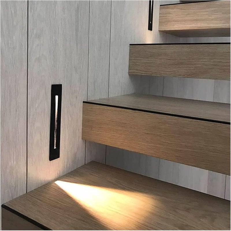 مصباح حائط LED مدمج، إضاءة درج بمستشعر حركة 3 واط، تركيبات إضاءة حائطية، مصابيح حائط زاوية داخلية، مصباح مثبت مسطح للدرجات، إضاءة ممر وسلالم بسيطة (اللون: أسود-4000 كلفن) - Image 5