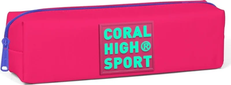 CORAL HIGH Sport Neon Coral Water Green Two Compartment Pencil Bag 22346