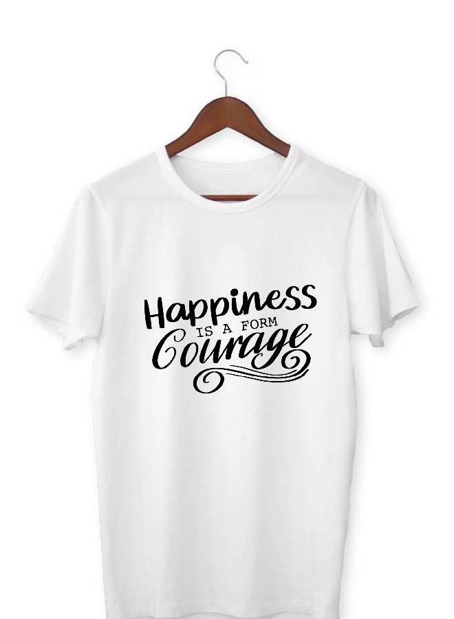 LOUD UNIVERSE Men’s Soft T Shirt Printed Happiness Is A Courage - Image 1