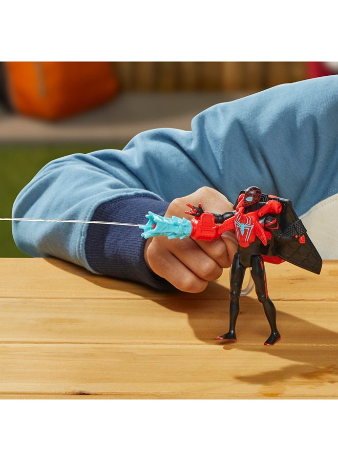 MARVEL رجل العنكبوت محاربو الشبكة المائية تمثال حركة 4 بوصة مايلز موراليس مع ملحق معدات المياه القابلة لإعادة التعبئة، تماثيل حركة للأولاد والبنات 4 سنوات وما فوق - Image 5