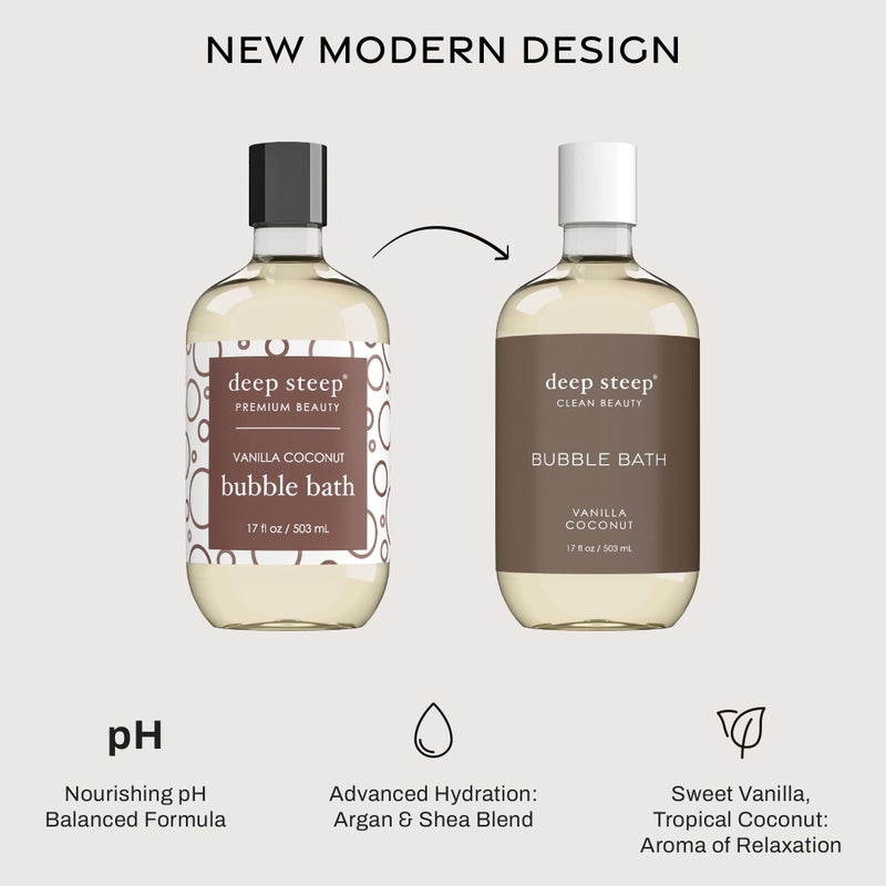 Deep Steep Bubble Bath, Vanilla Coconut 17 oz â€“ Hypoallergenic, Clinically Tested Soothing Soak with Shea Butter & Argan Oil â€“ Sulfate-Free - Image 3