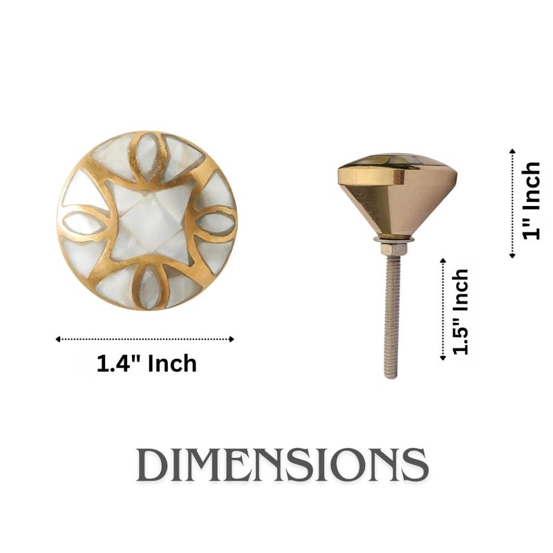 Perilla Home Set of 4 Premium Mother of Pearl Decorative Drawer Knobs - Gold Embroidered Vintage Kitchen Cabinet Handles Hardware Cupboard Door Unique Dresser Pulls Brass Round Knobs (Design-2) - Image 4