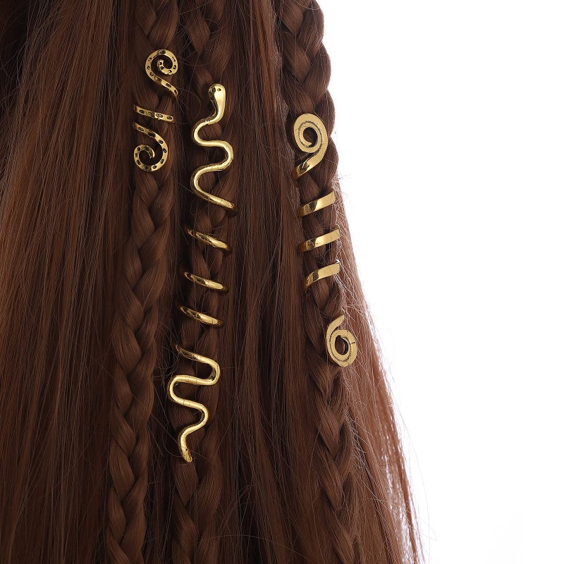 FRDTLUTHW 18Pcs Hair Accessories Loc Hair Jewelry for Women Braids, Dreadlock Beads Metal Hair Clips Decoration Gold(Multiple Styles)-style4 - Image 5