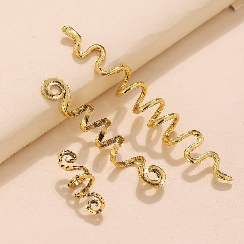 FRDTLUTHW 18Pcs Hair Accessories Loc Hair Jewelry for Women Braids, Dreadlock Beads Metal Hair Clips Decoration Gold(Multiple Styles)-style4 - Image 3