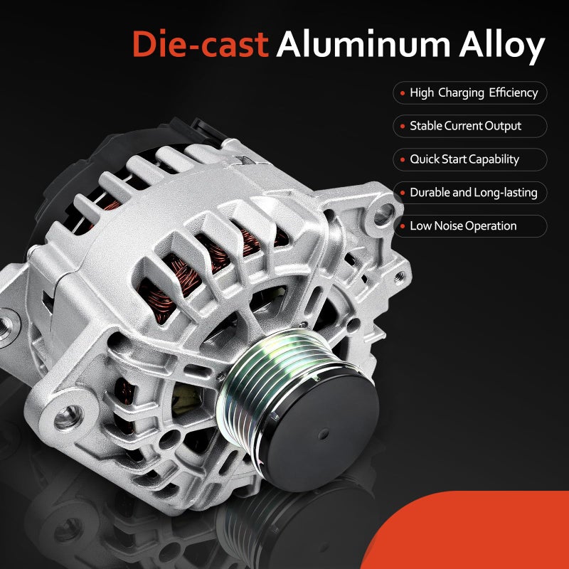 Grezuton 11258N Alternator Fit for 2007-2012 Nissan Altima, 2007 2008 2009 2010 2011 2012 Sentra, 2011-2013 Rogue, 2014 2015 Rogue Select L4, Alternator 12V 110Amp 6-Groove, TG12C032 23100-JA02A - Image 5
