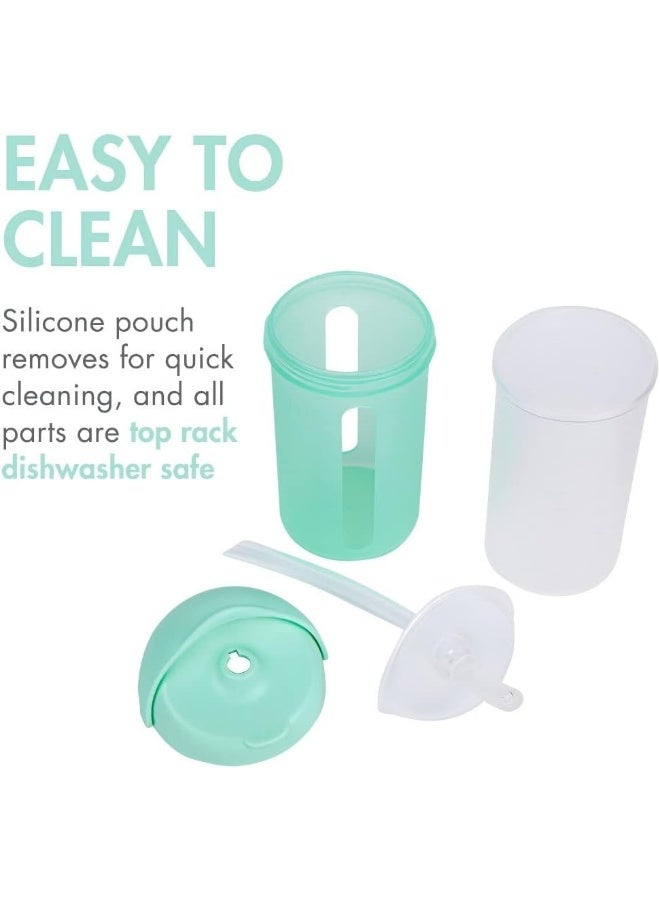 Boon Swig Insulated Silicone Straw Sippy Cup - Flip Top Spill Proof Toddler Straw Cups - Baby and Toddler Feeding Supplies - New Born Travel Essentials - 9 Oz - Mint - Image 4