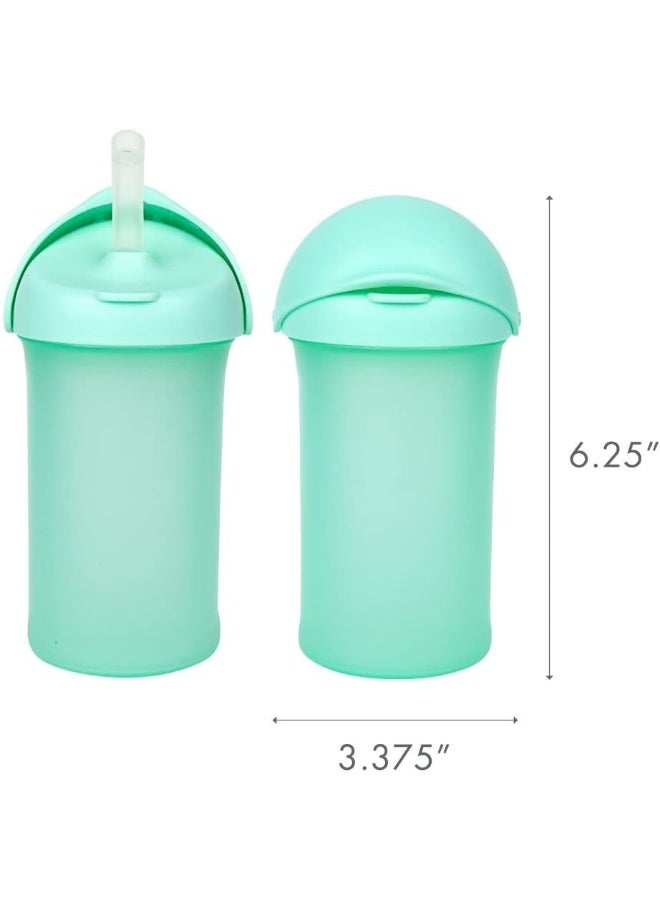 Boon Swig Insulated Silicone Straw Sippy Cup - Flip Top Spill Proof Toddler Straw Cups - Baby and Toddler Feeding Supplies - New Born Travel Essentials - 9 Oz - Mint - Image 5