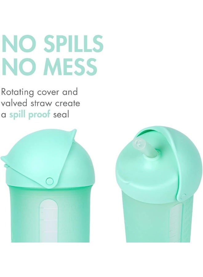 Boon Swig Insulated Silicone Straw Sippy Cup - Flip Top Spill Proof Toddler Straw Cups - Baby and Toddler Feeding Supplies - New Born Travel Essentials - 9 Oz - Mint - Image 3