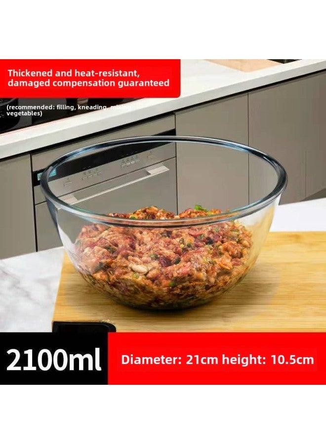 High Borosilicate Transparent Glass Bowl Large Thickened Salad Bowl Special For Microwave Oven And Basin Suit-Specifications:D2100ml Glass Bowl-Color:High Temperature Resistant And Can Be Put Into The Microwave Oven  - Image 1