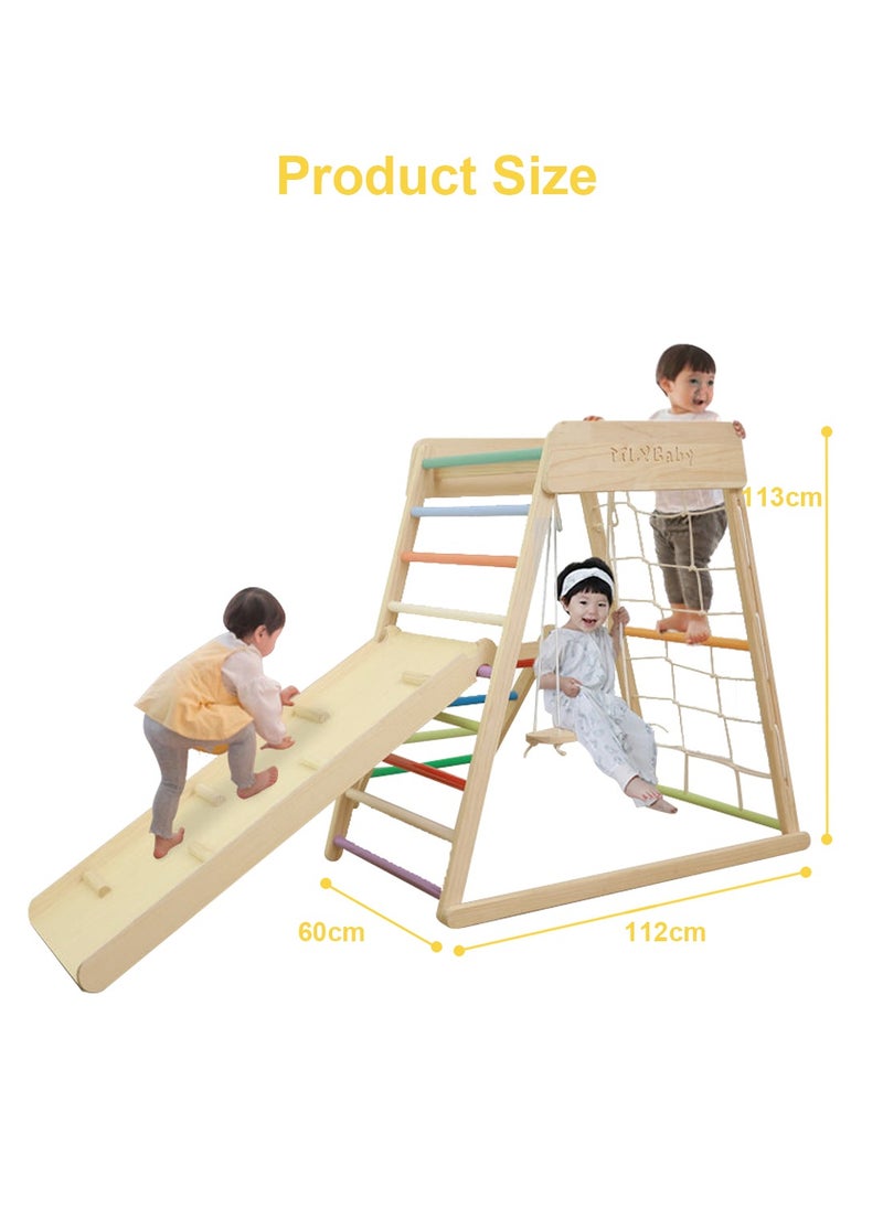 MaBaby - 5-in-1 Indoor Kids' Indoor Climbers Play Gym Jungle Gym Playset with Baby Swing Slide Ladder and Climbing Wall Indoor Jungle Gym for Kids - Image 1