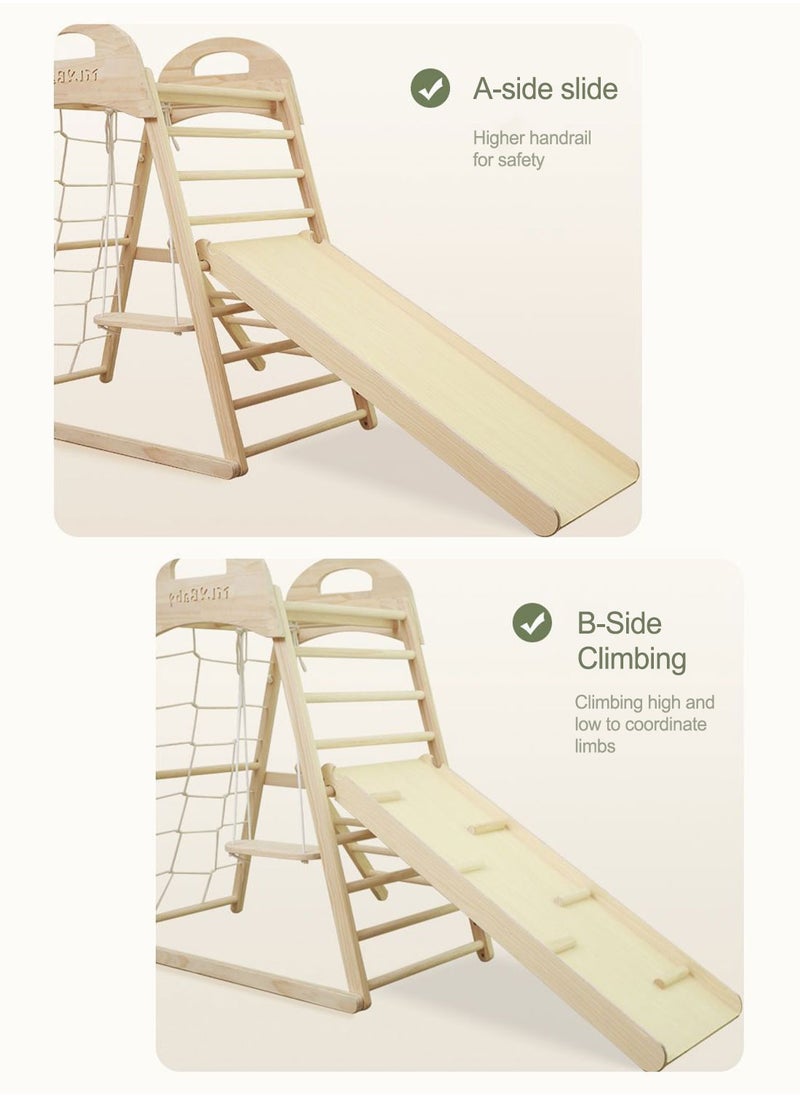 MaBaby - 5-in-1 Indoor Kids' Indoor Climbers Play Gym Jungle Gym Playset with Baby Swing Slide Ladder and Climbing Wall Indoor Jungle Gym for Kids - Image 1