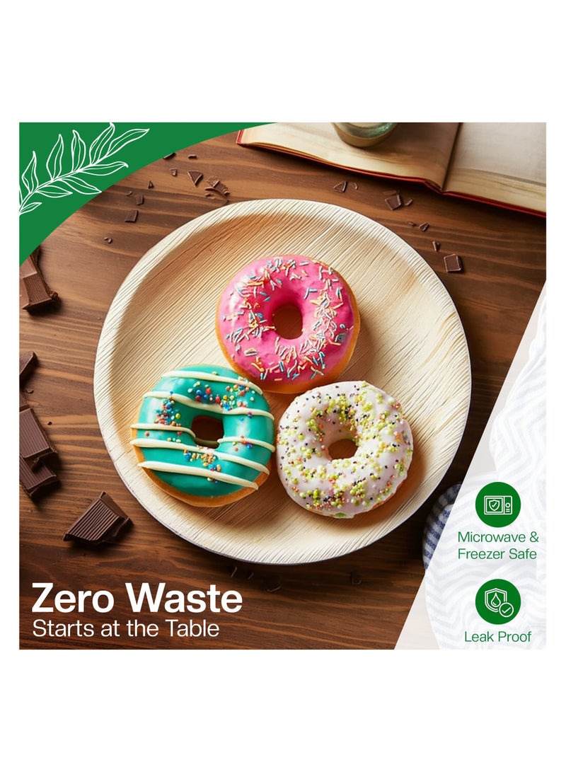 EcoEdge 7 Inch Round Areca Palm Leaf Disposable Plates (Pack of 25) | Biodegradable, Naturally Sourced, Sustainable, Compostable| Sturdy, Luxury, Versatile | Heat Resistant, BPA Free | 100% Eco Friendly - Image 2