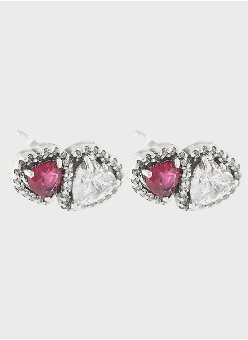 PANDORA Hearts Sterling Silver Stud Earrings - Image 1