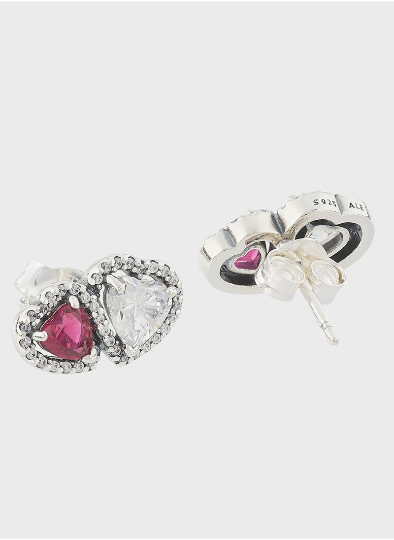 PANDORA Hearts Sterling Silver Stud Earrings  - Image 2