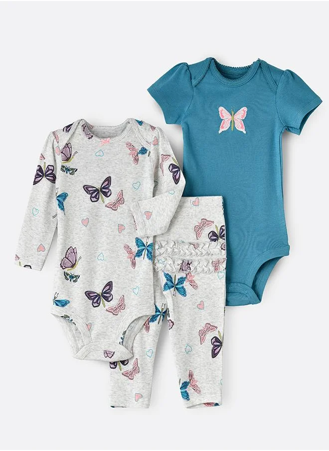 بيبي كلو Butterfly Dreams 3-Piece Baby Bodysuit Set