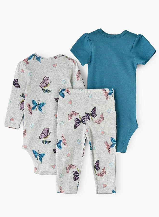 babyqlo Butterfly Dreams 3-Piece Baby Bodysuit Set