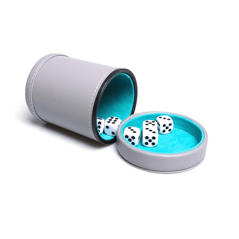 RERIVER Leatherette Dice Cup with Lid FeltLined Dice Shaker Includes 6 Dot Dice for Yahtzee Bar Party Dice Games 1 Pack - Image 3