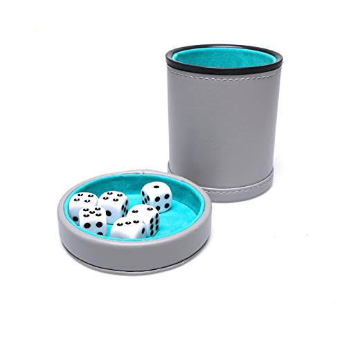 RERIVER Leatherette Dice Cup with Lid FeltLined Dice Shaker Includes 6 Dot Dice for Yahtzee Bar Party Dice Games 1 Pack - Image 5