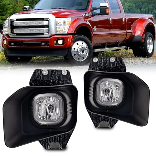 WEZEMLIGHT Fog Lights Assembly Compatible With Ford F250/F350/F450/F550 Super Duty 2011-2016 Included Switch And Wiring Kit OEM Part Number:BC3Z15200A, BC3Z15201A, FO2593230/ FO2592230(Clear Lens) - Image 1