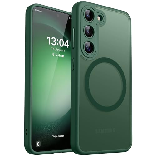 CANSHN Designed for Samsung Galaxy S23 Case Full Camera Protection Compatible with MagSafe Translucent Matte Shockproof Protective Phone Cover 61 Inch Deep Green - Image 1