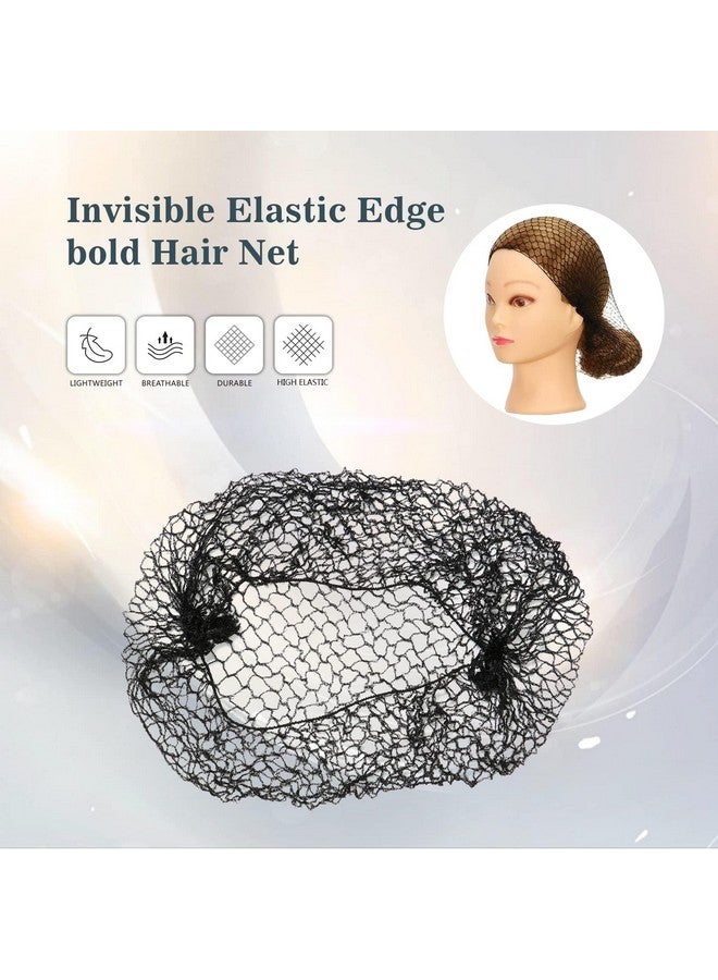 coloryoung Hair Net 24Pcs Black Invisible Elastic Edge Thicker Mesh Hair Nets For Women Hair Bun Food Service Ballet Hair Net - Image 3