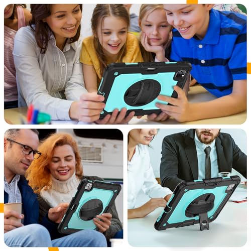 Timecity Case for iPad Pro 11 inch 2022/2021 (4th/ 3rd Generation), Shockproof with Screen Protector, Swivel Stand, Handle, Shoulder Strap, Pencil Holder Case for iPad Pro 11 Inch- Light Blue - Image 5