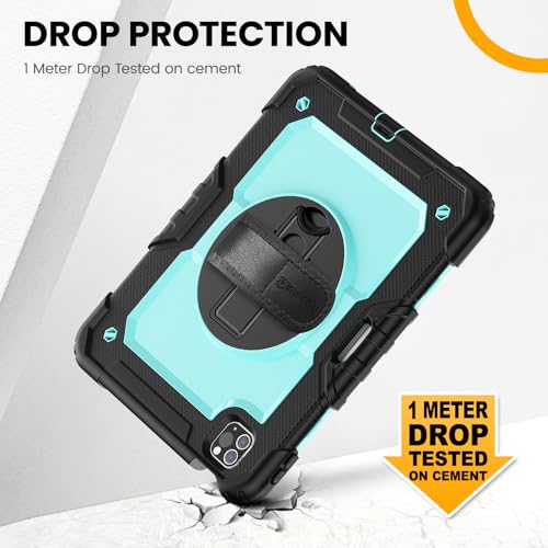 Timecity Case for iPad Pro 11 inch 2022/2021 (4th/ 3rd Generation), Shockproof with Screen Protector, Swivel Stand, Handle, Shoulder Strap, Pencil Holder Case for iPad Pro 11 Inch- Light Blue - Image 3