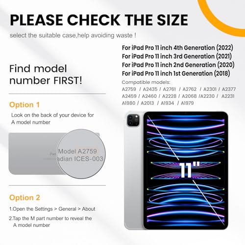Timecity Case for iPad Pro 11 inch 2022/2021 (4th/ 3rd Generation), Shockproof with Screen Protector, Swivel Stand, Handle, Shoulder Strap, Pencil Holder Case for iPad Pro 11 Inch- Light Blue - Image 2