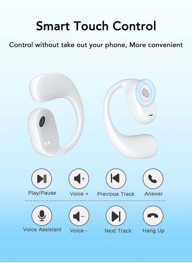 SUBOZZ Open Ear Headphones Wireless Earbuds Bluetooth 5.4, 14.8mm Dynamic Drivers, 20 Hours Sports Earbuds, Headphones Compatible with iPhone & Android, White  - Image 5