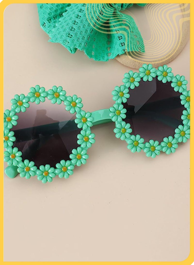 DOOKOO Baby Summer Accessory Set (Green) – Soft Nylon Bow Headband & UV400 Protection Sunglasses for Infant Toddler, Perfect for Beach, Park, Outdoor Play & Photo Props - Image 5