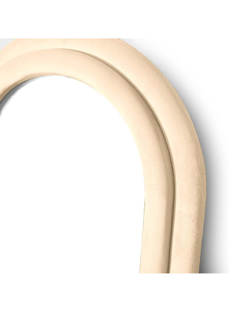 Vparty Arched Floor Mirror, 63"x24" Large Full-Length Mirror with Stand – Freestanding or Wall-Mounted Full Body Mirror, Flannel Frame, Elegant and Functional Home Decor for Bedroom, Living Room, Hallway, Dressing Room, 160x60cm – Modern, Stylish Wall Mirror (Beige)  - Image 5