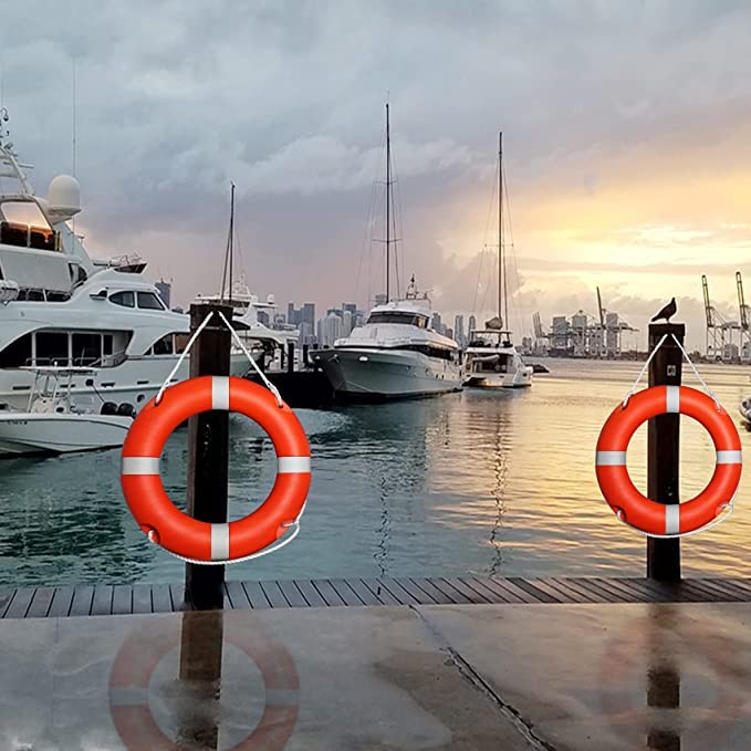 TheMujtaba Life Buoy Ring Outer Material Hard PolyurethaneRubber Floating Ring Bracelet Buckle Buoy Swimming use Water Rescue Life Saving Rope Sports Equipment (Orange) - Image 4