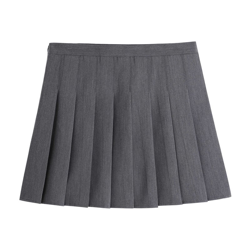 Plus Size Pleated Mini Skirt Autumn Winter New gray  - Image 1
