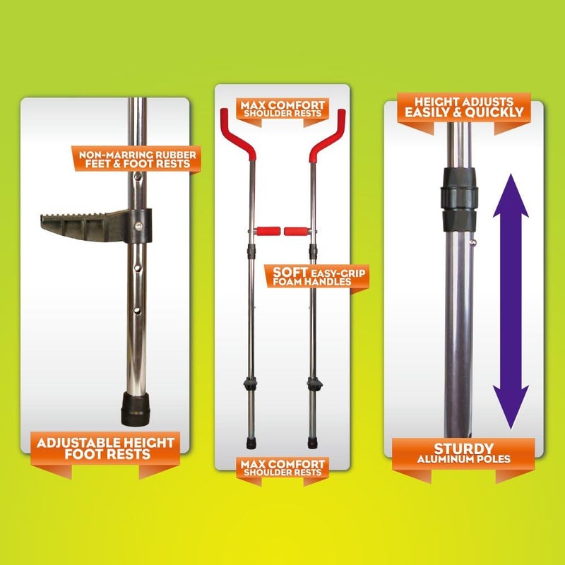 Geospace Original Walkaroo JR. Aluminum Lightweight Stilts with Ergonomic Design for Kids Outdoor/Indoor Active Play and Exercise (110 Lbs Max Weight) - Image 3