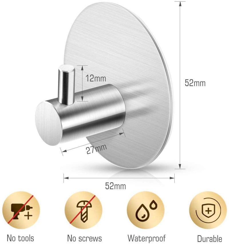 JIALTO 4-Piece Adhesive Hook Set – Waterproof, Heavy Duty Wall Hooks for Bathroom, Kitchen, and Door – No Drill Installation - Image 4