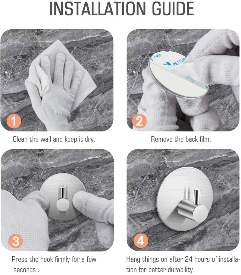 JIALTO 4-Piece Adhesive Hook Set – Waterproof, Heavy Duty Wall Hooks for Bathroom, Kitchen, and Door – No Drill Installation - Image 5