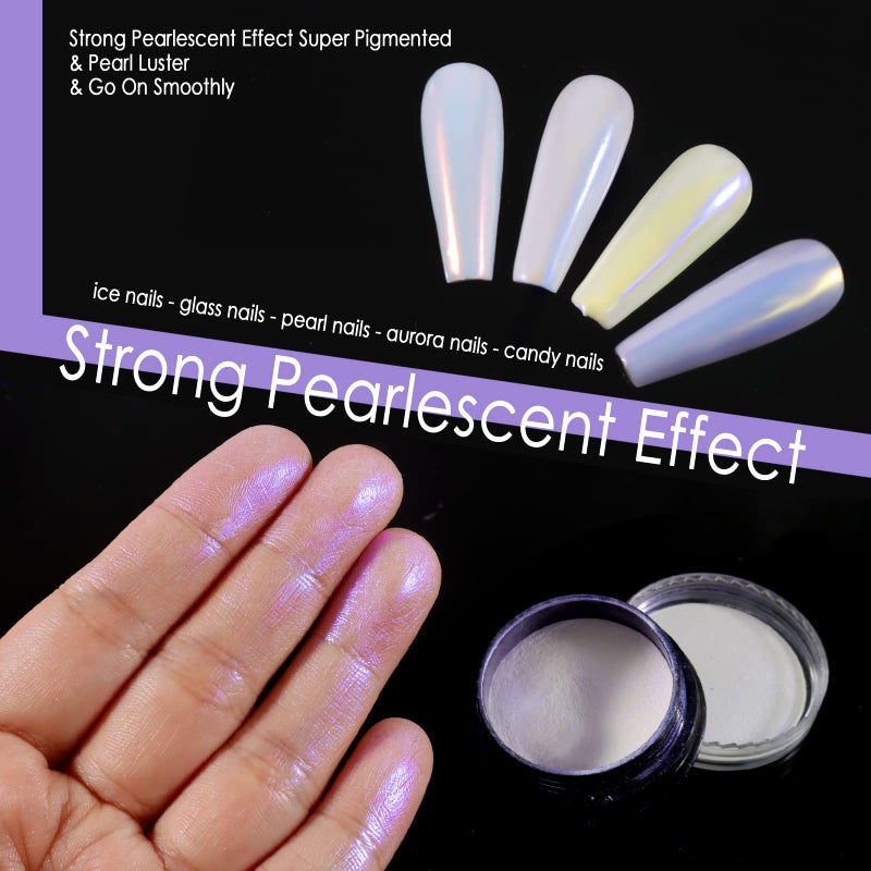 Allstarry Chrome Nail Powder 4 Colors Iridescent Aurora Powder Metallic Mirror Effect Pigment Pearlescent Purple Mermaid Unicorn Glitter for Nail Art Manicure Decoration Home DIY Salon - Image 3