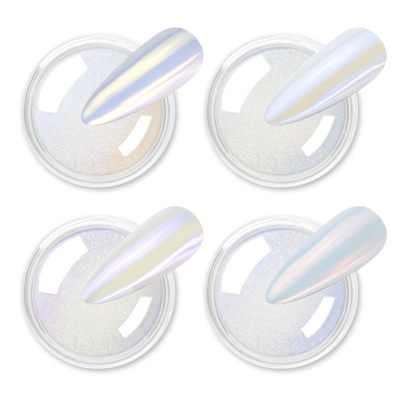 Allstarry Chrome Nail Powder 4 Colors Iridescent Aurora Powder Metallic Mirror Effect Pigment Pearlescent Purple Mermaid Unicorn Glitter for Nail Art Manicure Decoration Home DIY Salon - Image 1