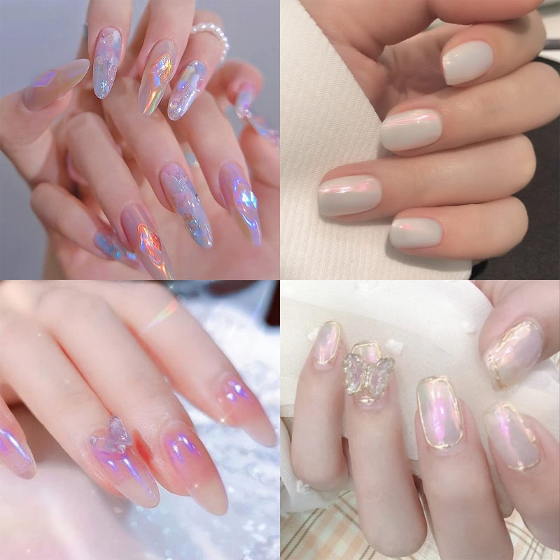 Allstarry Chrome Nail Powder 4 Colors Iridescent Aurora Powder Metallic Mirror Effect Pigment Pearlescent Purple Mermaid Unicorn Glitter for Nail Art Manicure Decoration Home DIY Salon - Image 5