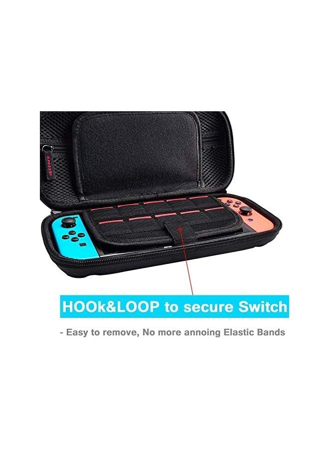 PROMASS Switch Carrying Case compatible with Nintendo Switch - 20 Game Cartridges Protective Hard Shell Travel Carrying Case Pouch for Nintendo Switch Console & Accessories, Black - Image 2