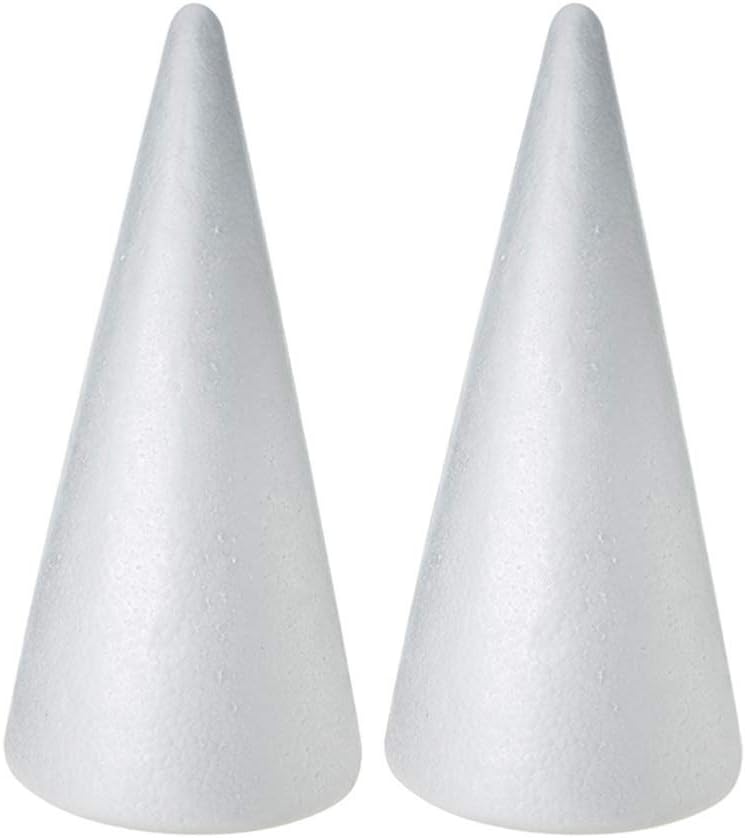comfrt Foam Tree Cones, 2pcs White Styrofoam Polystyrene Christmas Tree Foam Cones for DIY Crafts, Xmas Party Decor, Christmas Gnomes, Table Centerpiece, 14.3cm/ 5.63 inches - Image 1
